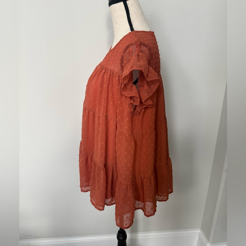 Entro Orange Ruffle Blouse - Picture 4 of 8